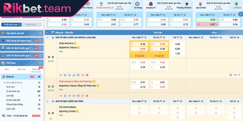 Kèo Chấp Trực Tiếp Rikbet - Cách Chơi Kèo Chấp Chi Tiết Nhất 3 Theo dõi biến động tỷ lệ kèo