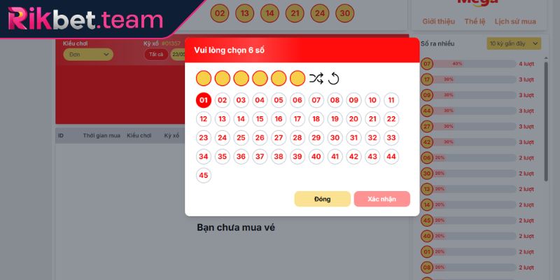 Cược Mega365 theo dãy số cố định