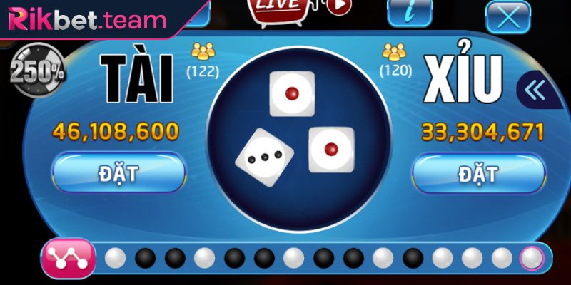Tài Xỉu RIKBET Game Đặt Cược Hay Đổi Thưởng Lớn Liền Tay 3 Chọn bàn đấu Tài Xỉu có nhiều người tham gia
